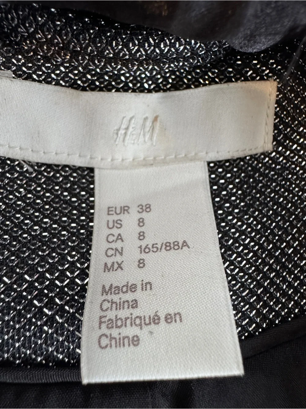 NWOT H&M Shiny Trinny Metallic Silver Black Double breasted Blazer Sz 8 Jacket